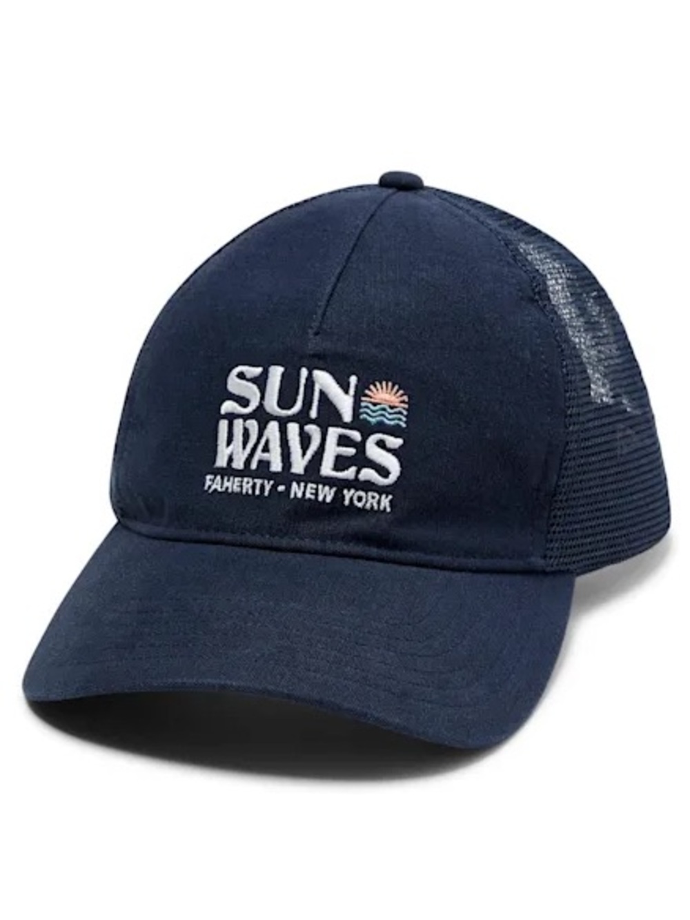NEW Faherty New York Retro Sun And Waves Trucker Hat Cap Coastal Beach NWT